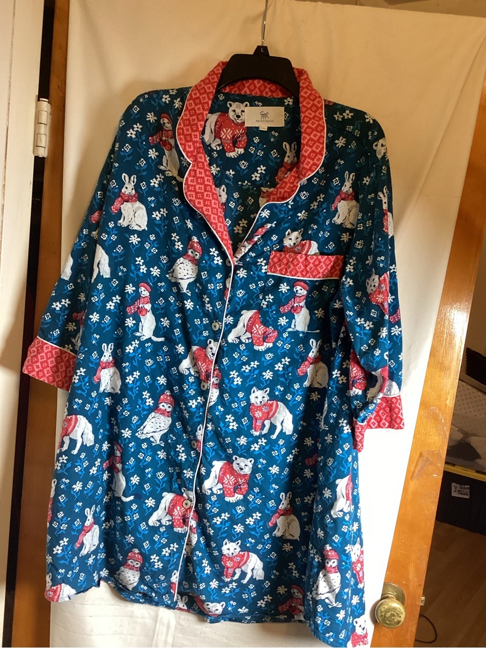 Print fresh night shirt with novelty print holiday theme SZ 1X organic cotton